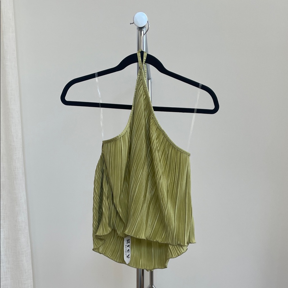 Chic Olive Pleated Halter top